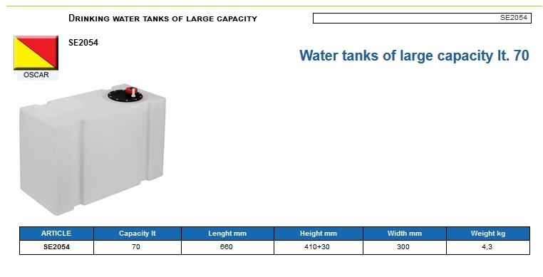 Plastic drinking water tank of large capacity lt. 70 - (CAN SB) Code SE2054 6