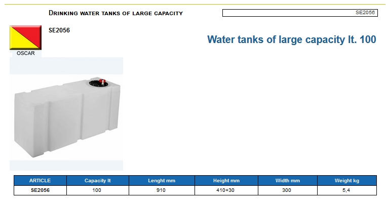 Plastic drinking water tank of large capacity lt. 100 - (CAN SB) Code SE2056 6