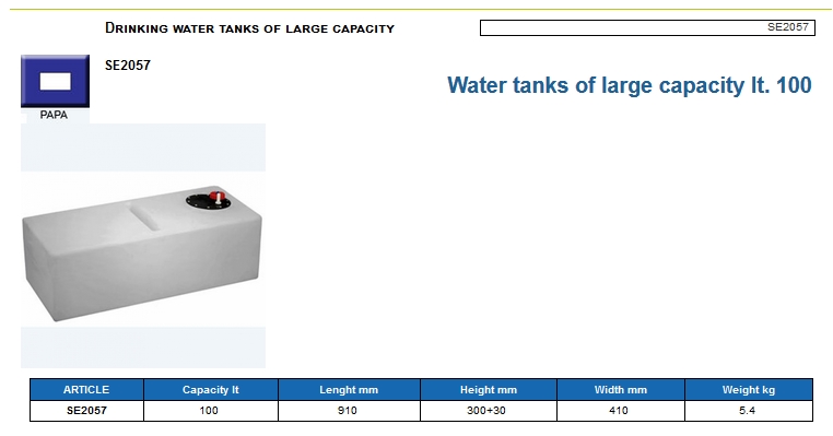 Plastic drinking water tank of large capacity lt. 100 - (CAN SB) Code SE2057 6