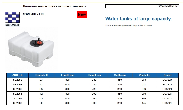 Plastic drinking water tank of large capacity lt. 53 - (CAN SB) Code SE2060 6