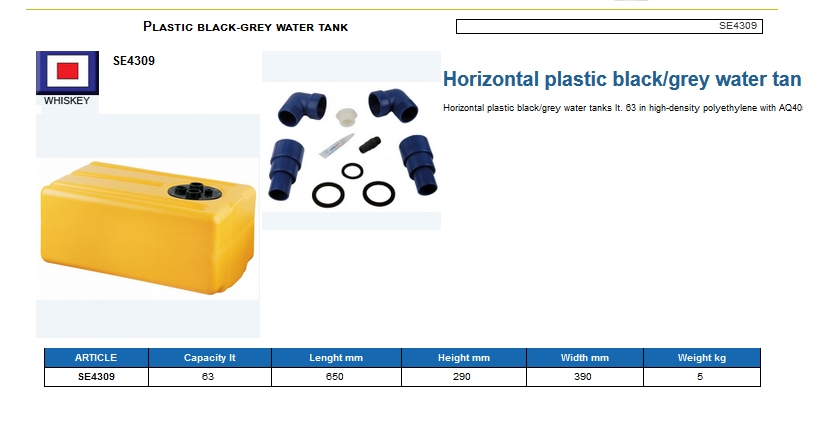 Tank for black-gray waters lt. 63 - (CAN SB) Code SE4309 6