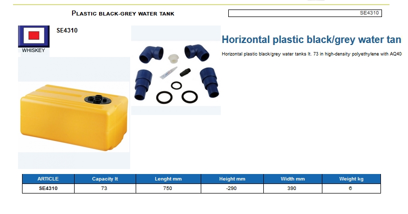 Tank for black-gray waters lt. 73 - (CAN SB) Code SE4310 6