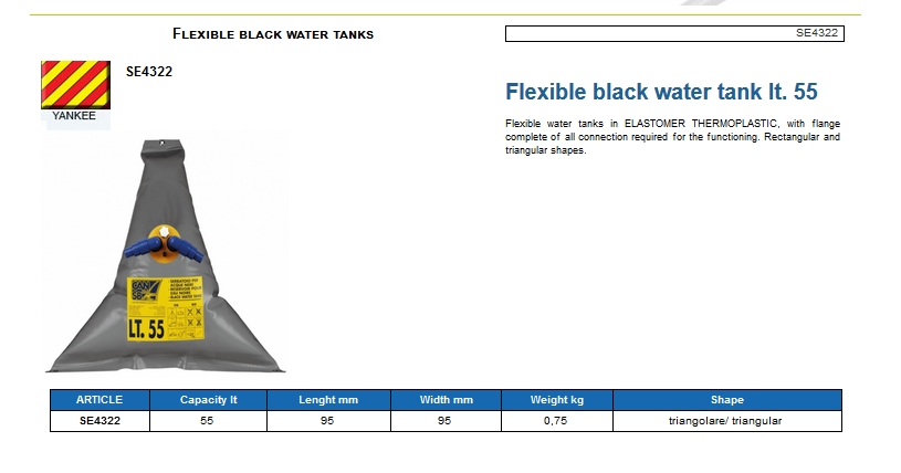 Flexible black water tank lt. 55 - (CAN SB) Code SE4322 6