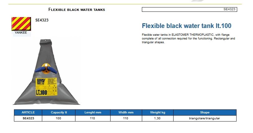Flexible black water tank lt. 100 - (CAN SB) Code SE4323 6