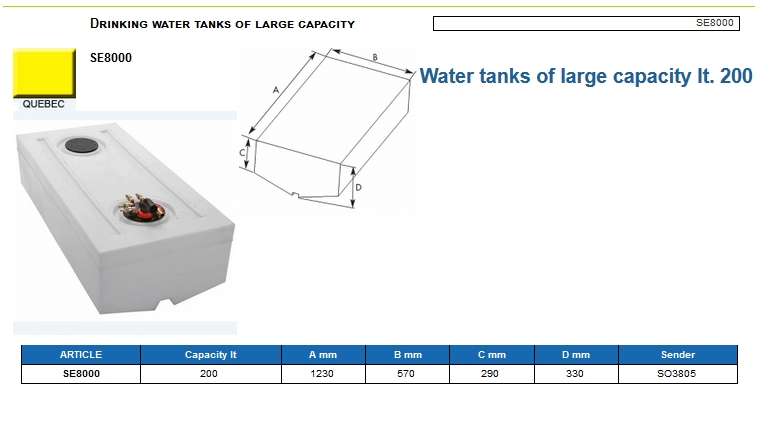 Plastic drinking water tank of large capacity lt. 190 - (CAN SB) Code SE8000 6