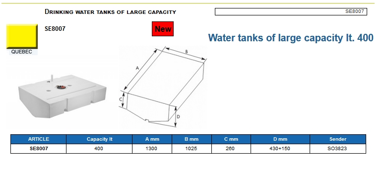 Plastic drinking water tank of large capacity lt. 400 - (CAN SB) Code SE8007 6