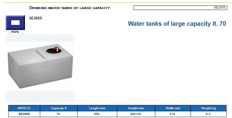 Plastic drinking water tank of large capacity lt. 70 - (CAN SB) Kod SE2055 6
