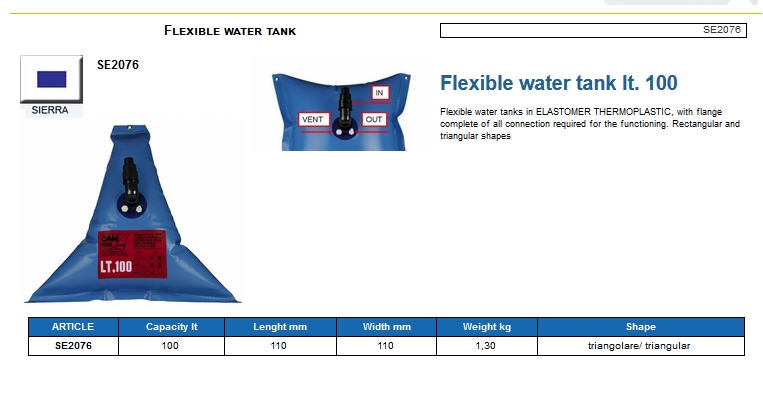 Flexible water tank lt.100 - (CAN SB) Kod SE2076 6