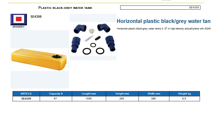 Tank for black-gray waters lt. 67 - (CAN SB) Kod SE4306 6