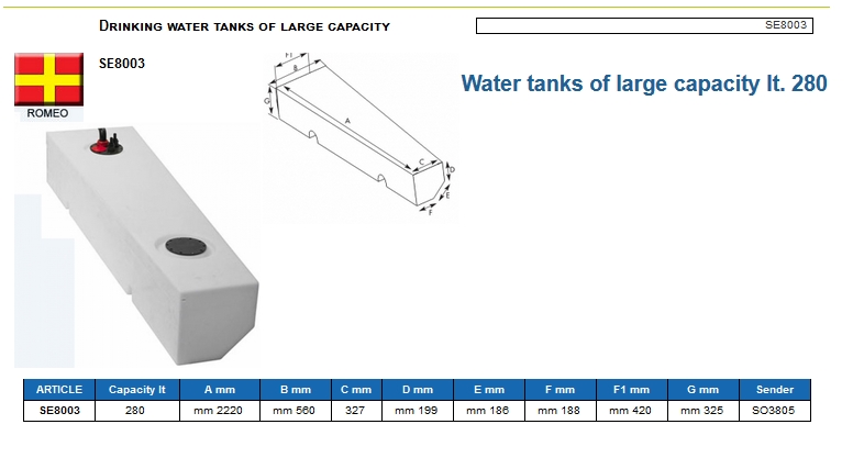 Plastic drinking water tank of large capacity lt. 280 Left - (CAN SB) Kod SE8003 6