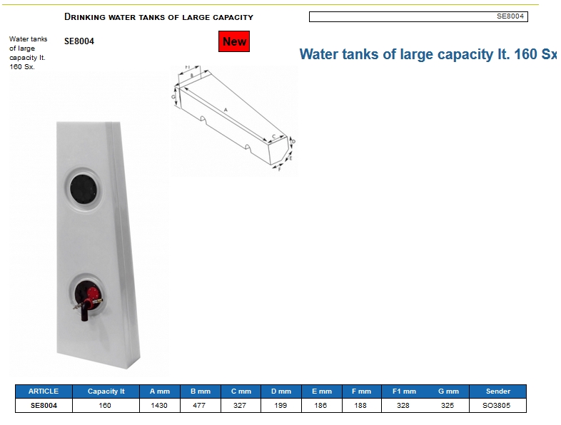 Plastic drinking water tank of large capacity lt. 160 Left - (CAN SB) Kod SE8004 6