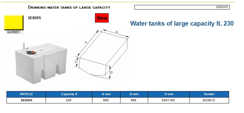 Plastic drinking water tank of large capacity lt. 230 - (CAN SB) Kod SE8005 6