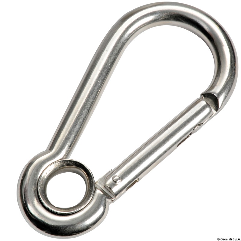 A4 Marine Grade Stainless Steel Carabiner Spring Hook Clips With Eyelet Thimble 