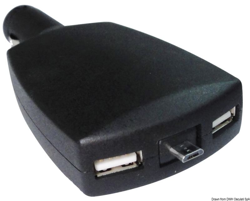 Prise USB double 2,1A + allume cigare noires - Osculati