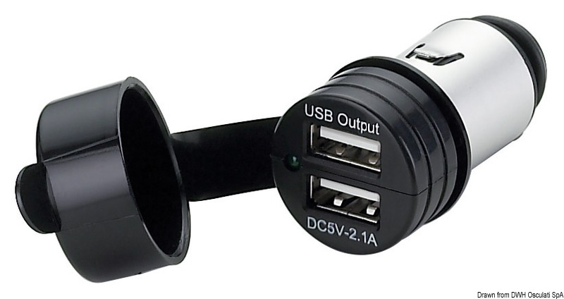Prise USB double 2,1A noir - Osculati