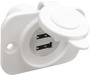 Lighter plug + double USB socket white - Artnr: 14.516.12 23