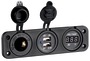 Woltomierz cyfrowy i gniazda wtykowe do montażu wpuszczanego - Digital voltmeter and ammeter, p. outlet 12V, USB - Kod. 14.517.28 19