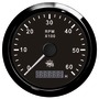 Uniwersalny licznik obrotów wraz z licznikiem godzin 0-4000 RPM Tarcza biała, ramka polerowana 12|24 Volt - Kod. 27.327.02 11