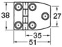 Zawias 1,7mm - S.S blind hinge 51x38 mm rect - Kod. 38.821.01 17