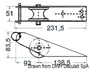 Dziobowe mocowanie kotwicy z nierdzewnej stali 231,5 mm - Kod. 01.118.91 9