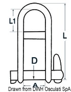 Shackle w. locking pin and stop bar AISI 316 5 mm - Artnr: 08.764.05 12