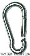 Carabiner hook polished AISI 316 w. eye 10 mm - Artnr: 09.186.10 28