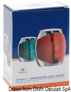 Lampy pozycyjne Sphera II LED do 20 m, obudowa ze stali inox wybłyszczanej. Obudowa Inox. Dziobowa 225° - Kod. 11.060.23 31