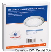 Lampa LED ultra płaska z włącznikiem dotykowym, dwa poziomy mocy - Biała tulejka + profil inox - Kod. 13.408.01 12