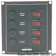 Panel nylonowy z podświetlanymi wyłącznikami kołyskowymi - Vertical control panel w. 4 switches - Kod. 14.103.34 20