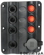 Panel elektryczny Wave Design z wyłącznikami kołyskowymi z diodą LED - 3 Wyłączników + 1 gniazdo wtykowe z zapalniczką - Kod. 14.104.04 35