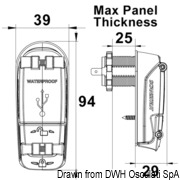 Gniazdo + kabel USB wodoszczelne IPx6 - Dual USB socket - Kod. 14.195.65 15