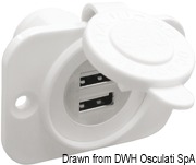 Double USB socket white rear nut + panel - Artnr: 14.516.11 36