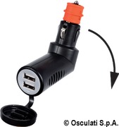 Double articulated plug w. USB connection - Artnr: 14.517.14 27