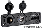 Digital voltmeter and ammeter, p. outlet 12V, USB - Artnr: 14.517.28 29