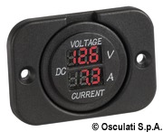 Woltomierz cyfrowy i gniazda wtykowe do montażu wpuszczanego - Digital voltmeter and ammeter, p. outlet 12V, USB - Kod. 14.517.28 33