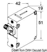 Wyłącznik dźwigienkowy magnetyczno-hydrauliczny AIRPAX, z automatycznym bezpiecznikiem resetowalnym. Wyłącznik z niewystającą dźwigienką - montaż pionowy. 15A - Kod. 14.739.15 12