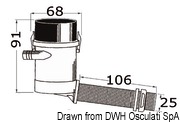 Zanurzeniowa pompa napowietrzająca RULE Pro-Series do skrzyń z połowem. Wersja z odpływem - zewnętrzny pochyły przez rufę. 12V - Kod. 16.203.01 16