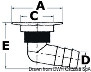 Odpływ prysznicowy lub ściekowy. Ø kołnierza 45 mm. Ø złączki na wąż 19 mm - Kod. 17.399.90 6