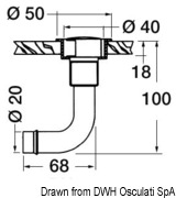 Odpowietrznik paliwa z chromowanego mosiądzu, wpuszczany. Kolanko 90°, lewe. Złączka na wąż Ø 16 mm - Kod. 20.285.02 16