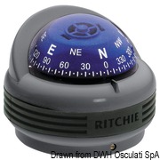 Kompasy RITCHIE Trek 2'' 1/4 (57 mm) w komplecie z oświetleniem i kompensatorami - RITCHIE Trek external compass 2“1/4 grey/blue - Kod. 25.080.13 49