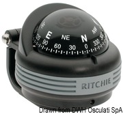 Kompasy RITCHIE Trek 2'' 1/4 (57 mm) w komplecie z oświetleniem i kompensatorami - RITCHIE Trek external compass 2“1/4 grey/blue - Kod. 25.080.13 50