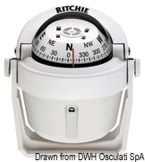 Kompasy RITCHIE Explorer 2'' 3/4 (70 mm) w komplecie z oświetleniem i kompensatorami - RITCHIE Explorer compass bracket 2“3/4 white/white - Kod. 25.081.22 48