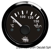 Wskaźnik temperatury oleju 50-150°C Tarcza czarna, ramka polerowana 12|24 Volt - Kod. 27.321.09 14