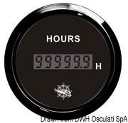 Licznik godzin cyfrowy 0-99999 godzin Tarcza biała, ramka polerowana 12|24 Volt - Kod. 27.322.36 14
