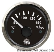 Wskaźnik temperatury oleju 50-150°C Tarcza czarna, ramka polerowana 12|24 Volt - Kod. 27.321.09 15