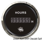 Licznik godzin cyfrowy 0-99999 godzin Tarcza czarna, ramka polerowana 12|24 Volt - Kod. 27.321.36 15