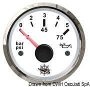 Wskaźnik ciśnienia oleju 0-5 bar Tarcza czarna, ramka czarna 12|24 Volt - Kod. 27.320.10 25