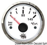 Wskaźnik ciśnienia oleju 0-5 bar Tarcza czarna, ramka czarna 12|24 Volt - Kod. 27.320.10 28