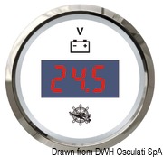 Woltomierz cyfrowy 8/32 volt Tarcza czarna, ramka polerowana 12|24 Volt - Kod. 27.321.40 16