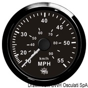 Prędkościomierz z rurką Pitot (ciśnieniowy) 0-65 MPH Tarcza czarna, ramka polerowana 12|24 Volt - Kod. 27.326.10 16